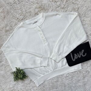 Reflex Henley 5-Button Crewneck Sweatshirt 💗 Cream